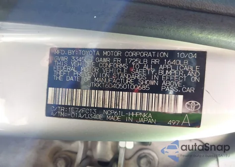 2005 Scion Xa from USA, damaged, VIN JTKKT604050100685